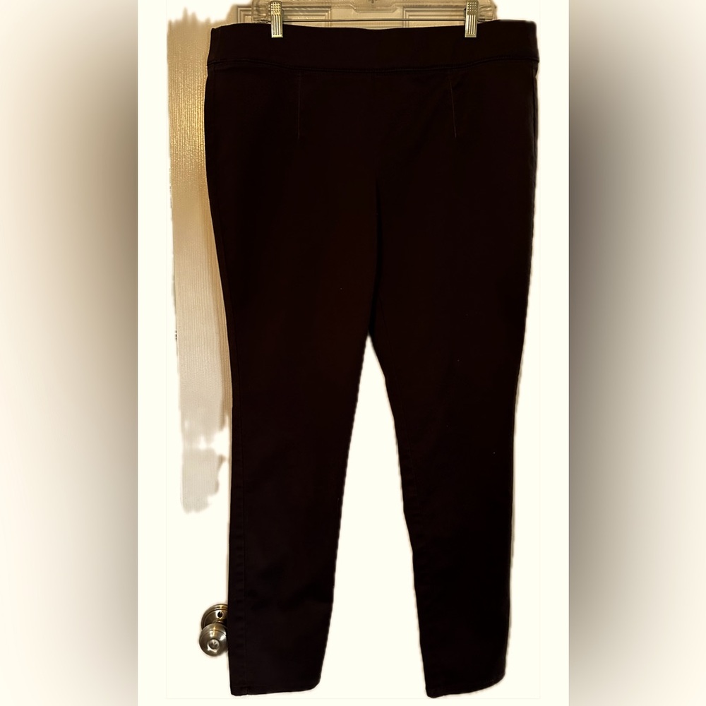 Khakis and Company woman's slacks dark chocolate color~stretch band waist sz 16